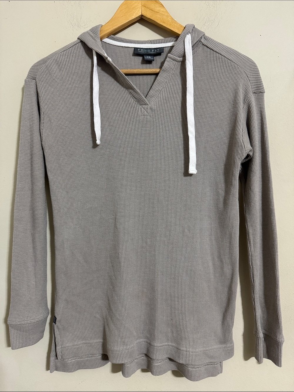 Free Fly Bamboo Waffle Knit Hoodie Gray Women size XS Outdoor Casual Lounge Hike